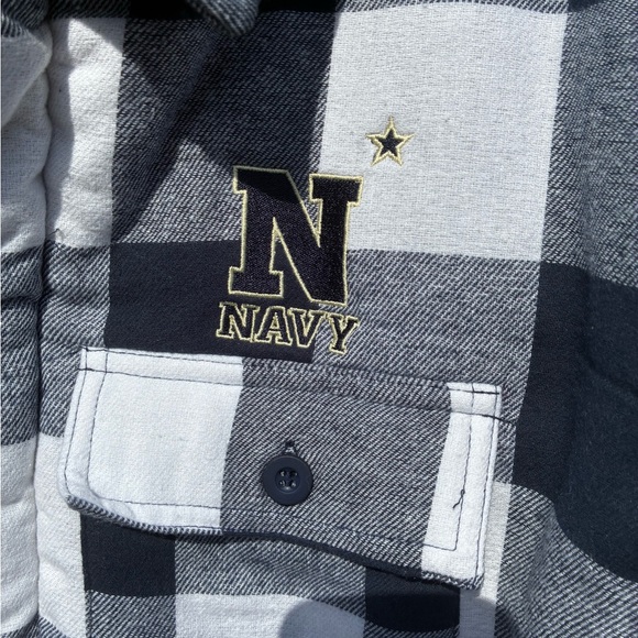United States Naval Academy 
Navy and White Plaid Jacket with Gray Hood - Picture 2 of 5